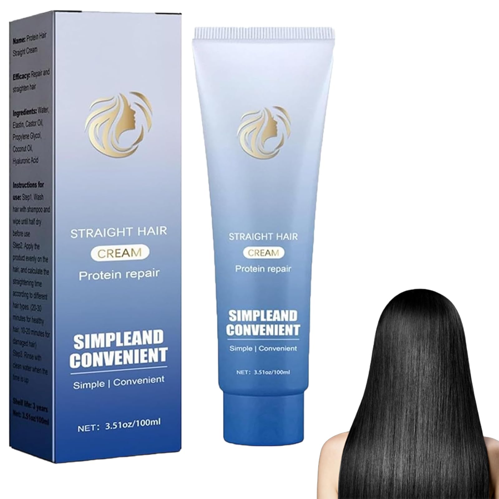 Protein Correction Hair Straightening Cream,Silk & Gloss Protein Correction Hair Cream, Straighten And Care 2-In-1 hair straightener cream, for Frizzy and Dry Hairs (W)