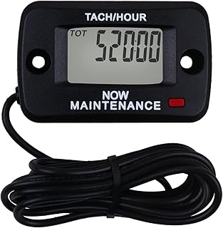 Runleader Digital Self Powered Hour Meter,Multiple Maintenance Reminders,Resettable Job Timer,Real Time RPM Record,Use for Lawn Mower Generator Marine ATV and Gas Powered Equipment