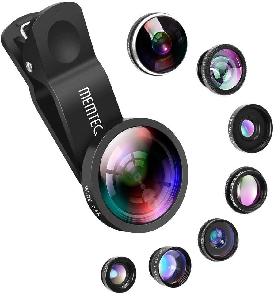 Phone Lens - Cell Phone Camera Lens Kit Universal 8 in 1 Clip on Smartphone Lens PRO 0.4X Wide Angle Lens 0.65X Macro Lens 180° Fisheye Lens CPL Lens Telephoto Lens for iPhone Samsung Android Phones