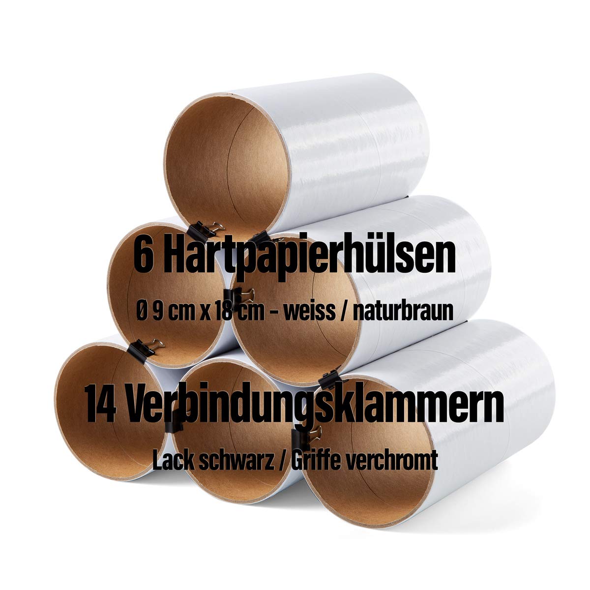 corpus delicti :: Loop – das Flexible Schalregal aus Hartpapier - Ordnungssystem und Organizer für Kleiderschrank und Regal zur Aufbewahrung von Tüchern, Schals (6 Hülsen weiß) (79.1-6er)