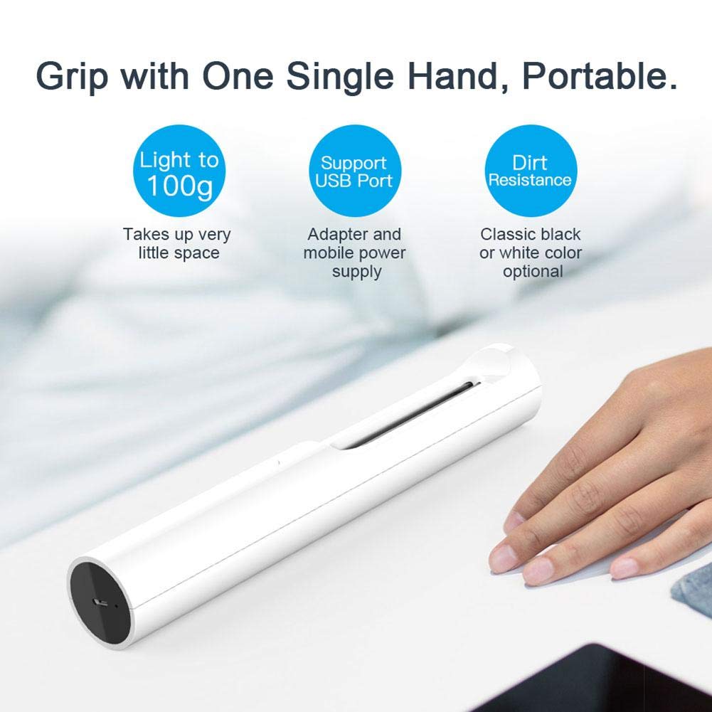 5W lámpara UV portátil, recargable USB esterilizador ultravioleta del accesorio ligero, portátil Lámpara UVC para la cubierta exterior Viajes Hogar,Blanco