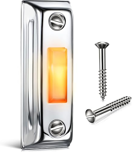 Miniatura 8 de Dreyoo Botón de timbre de puerta de metal, botón de timbre de puerta con cable de metal resistente con luz LED montada en la pared, botones de