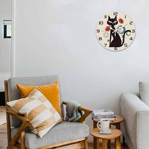 Miniatura 6 de CHGCRAFT Reloj de pared de gato fresco de 12 pulgadas, funciona con pilas, silencioso y moderno, reloj decorativo para cocina, dormitorio, oficina,