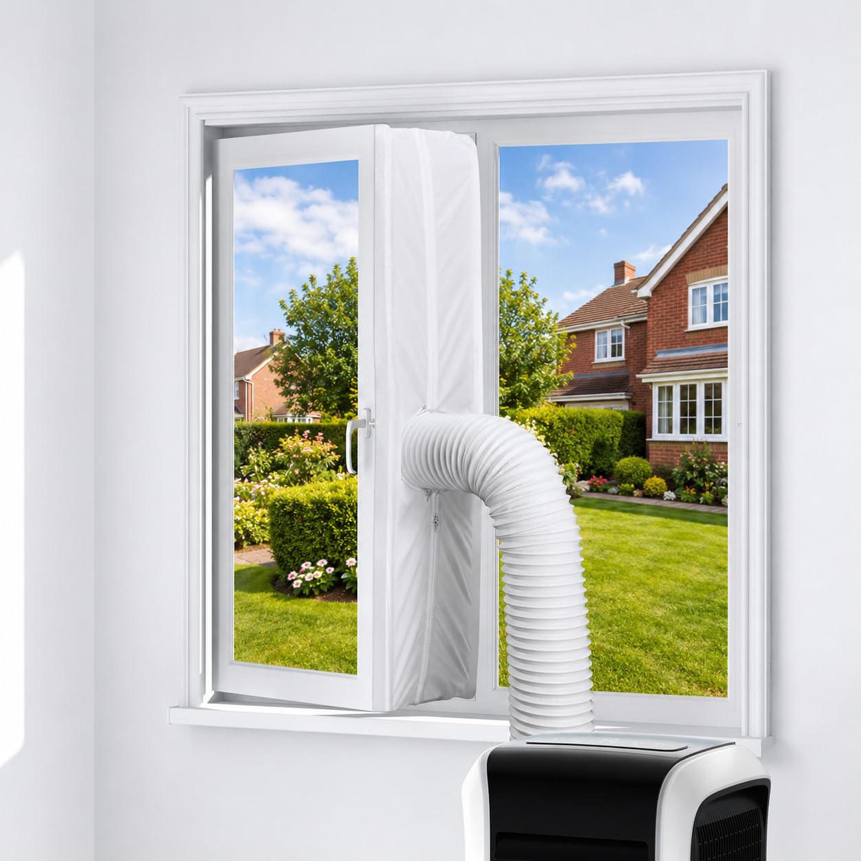 Gehior Air Conditioner Window Seal Kit 300cm, Universal AC Window Seal for Portable Air Conditioner & Tumble Dryer, Double Zip, No Drill Heat Barrier for Casement, Tilt & Roof Windows