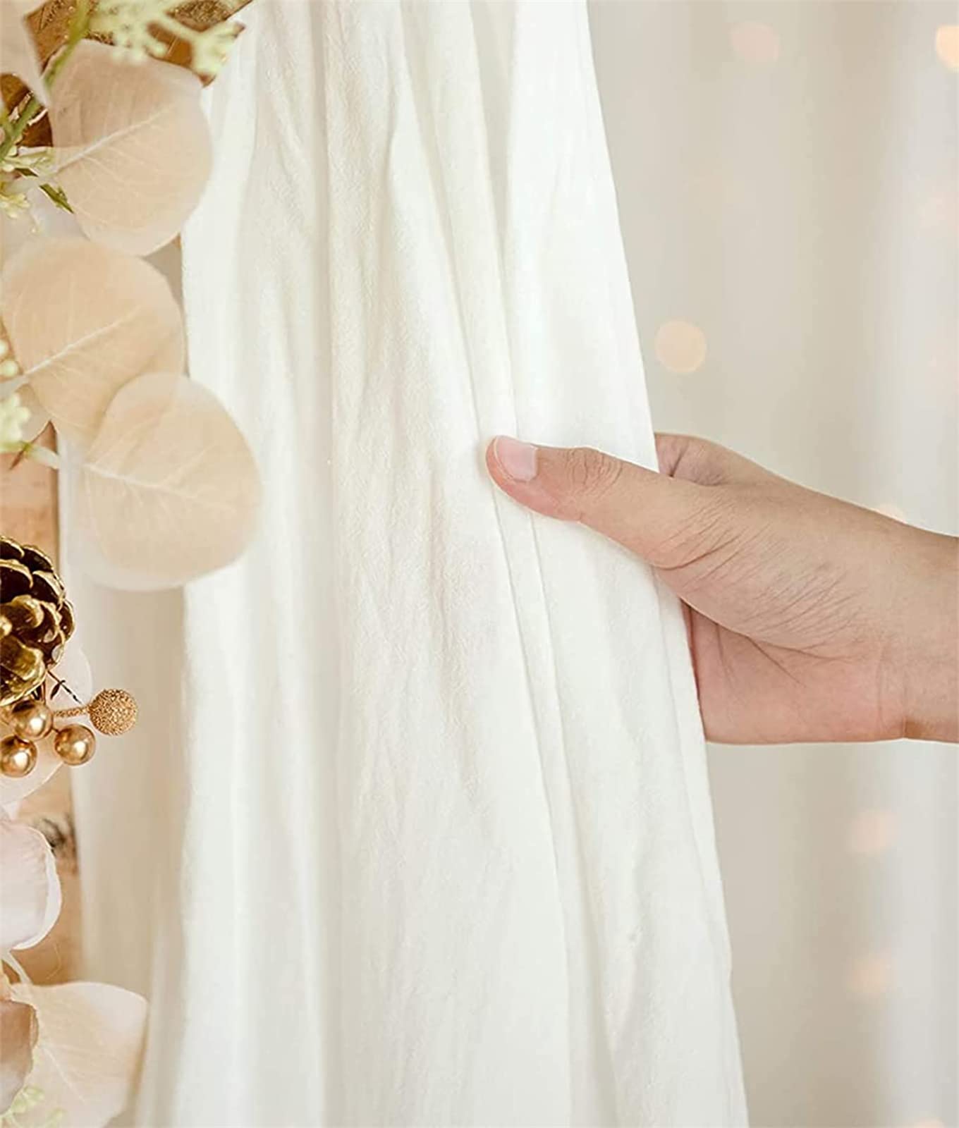 Kit De Flores De Arco De Boda (Paquete De 3), Flores Artificiales con Cortinas De Arco De Boda De Gasa, Arreglo Floral De Cenador para Ceremonia De Fiesta De Boda,Beige