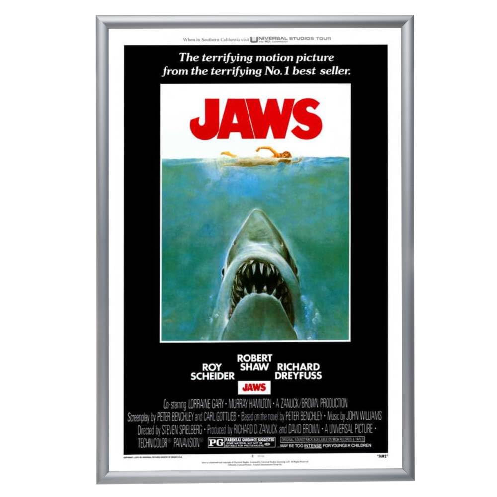 SnapeZo Movie Poster Frame 27x41 Inches, Silver 1.2 Inch Aluminum Profile, Front-Loading Snap Frame, Wall Mounting, Premium Series