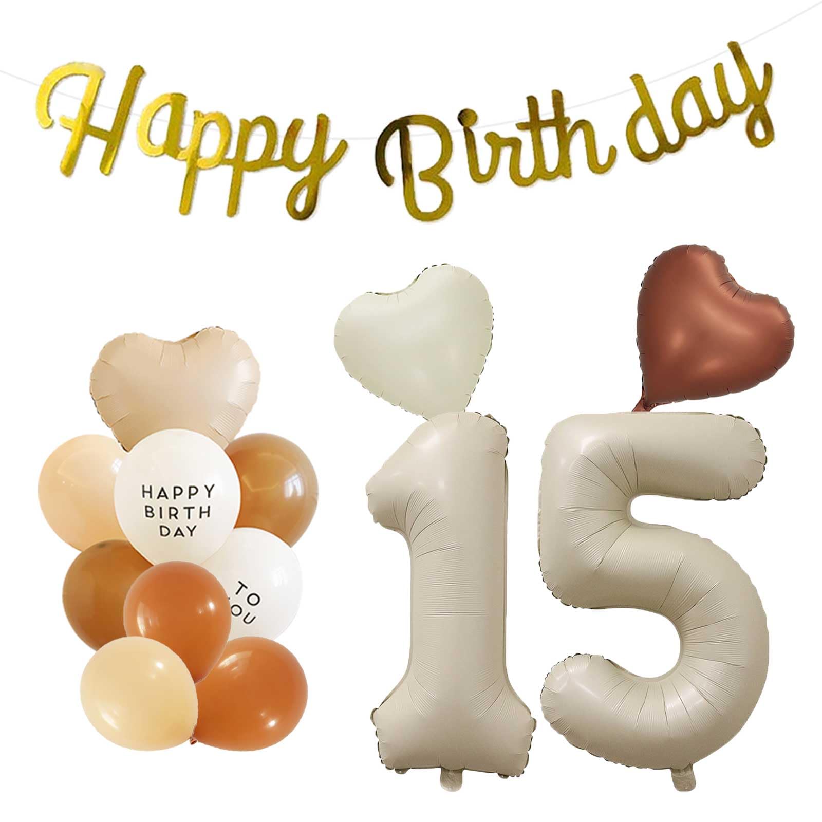 Amazon | 15歳 誕生日 バルーン 風船 飾り付け セット 数字バルーン 15
