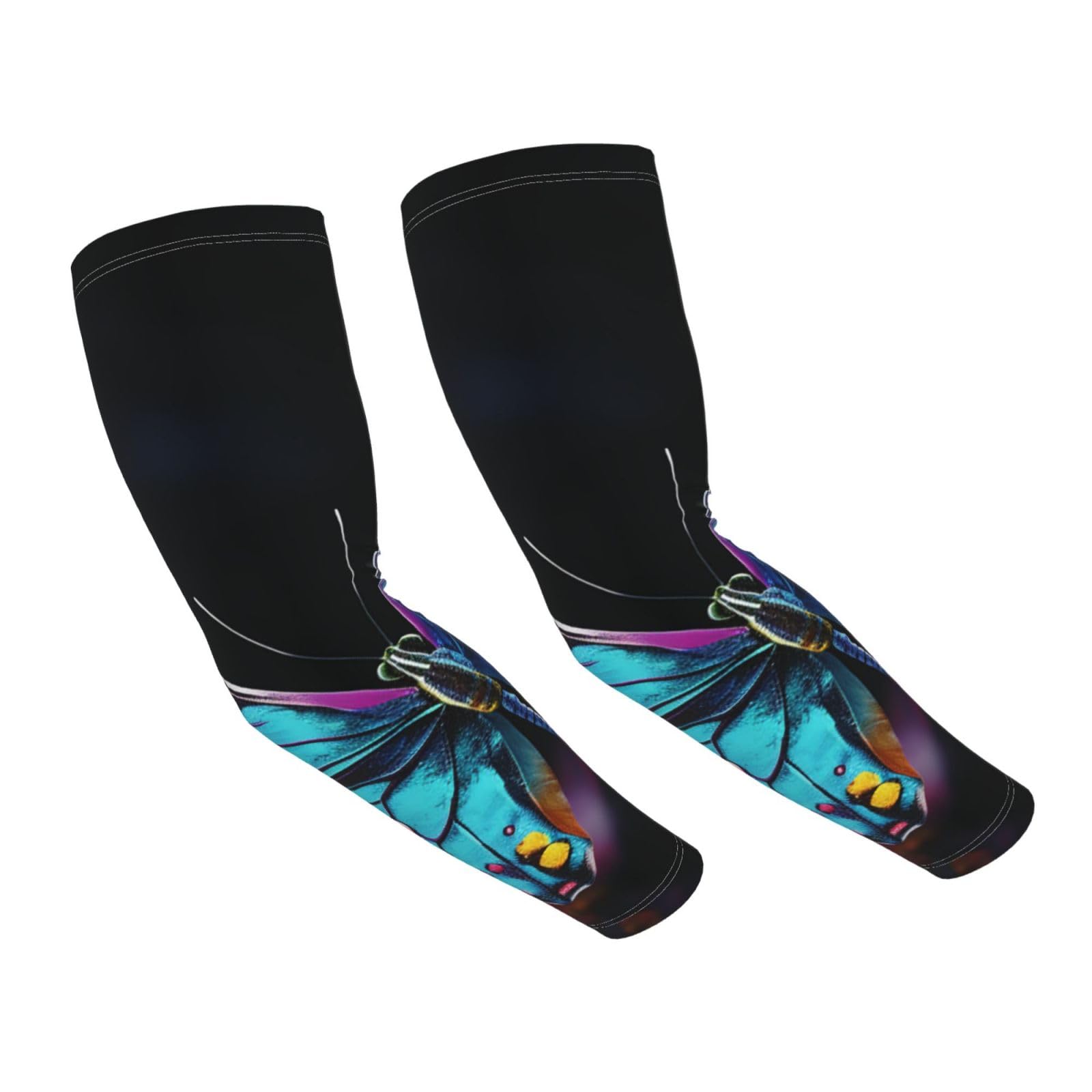 RLDOBOFE UV Sun Protection Arm Sleeves Charming butterfly Compression Sleeves Cooling Arm Sleeves for Men Women Gardening Sleeves
