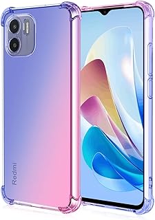 EASSGU Funda para Redmi A1 / Redmi A2 (6.52" Inches), Carcasa Protectora de Color Degradado Transparente, Case para Teléfono Anticaída y Antiarañazos - Azul Rosado