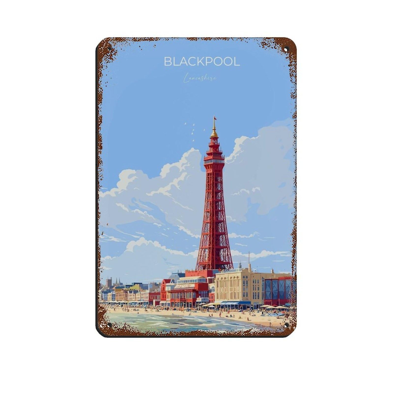 Poster voyage Blackpool déco murale d'escapade anglaise pour chambre et bureau