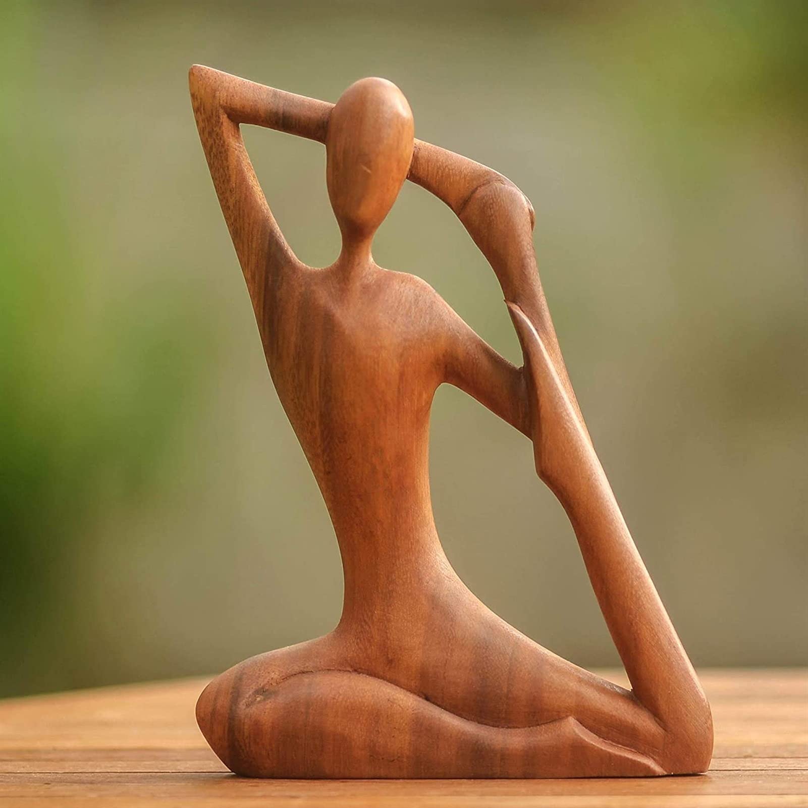 彫刻・オブジェ Vintage Wooden Handcrafted Yoga Figurine Yoga Body Wood Carving Yoga Gymnastics Lovers Gift Yoga Wood