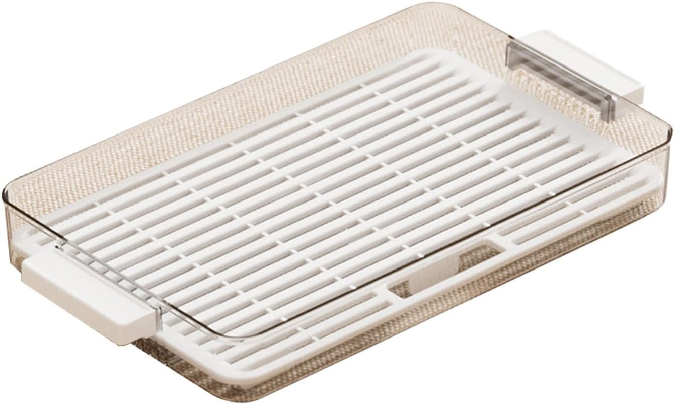Plastic Drip Tray, Spill Trays Hollow Drain Base Spill-Proof Rim, Coffee Drip Tray Easy-Grip Handles Extra Water Storage Capacity(White,15.7x9.4 in/40x24 cm)