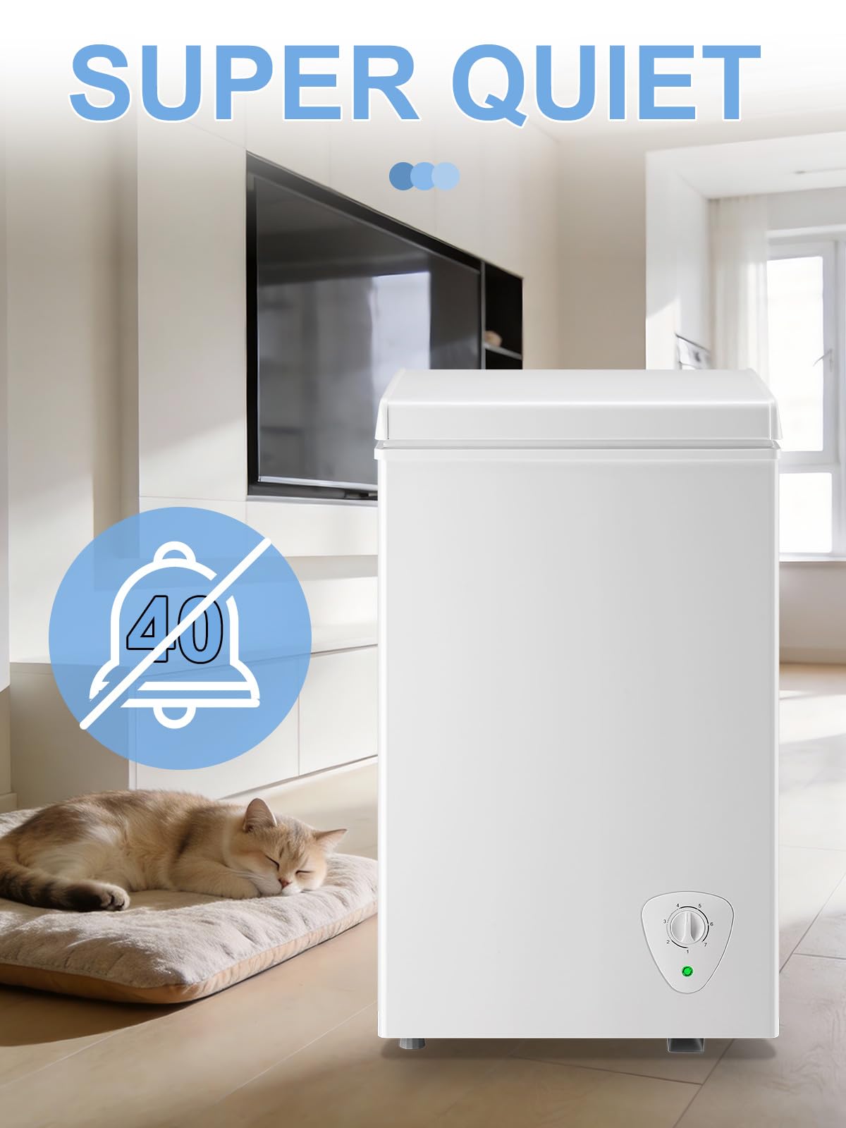 Chest Freezer Small Deep Freezer White 2.2 Cu.Ft Free-Standing 7 Temperature Control And Removable Basket Open Deep Freezer Energy Saving Apartment Kitchen on Fridge.com - View 5