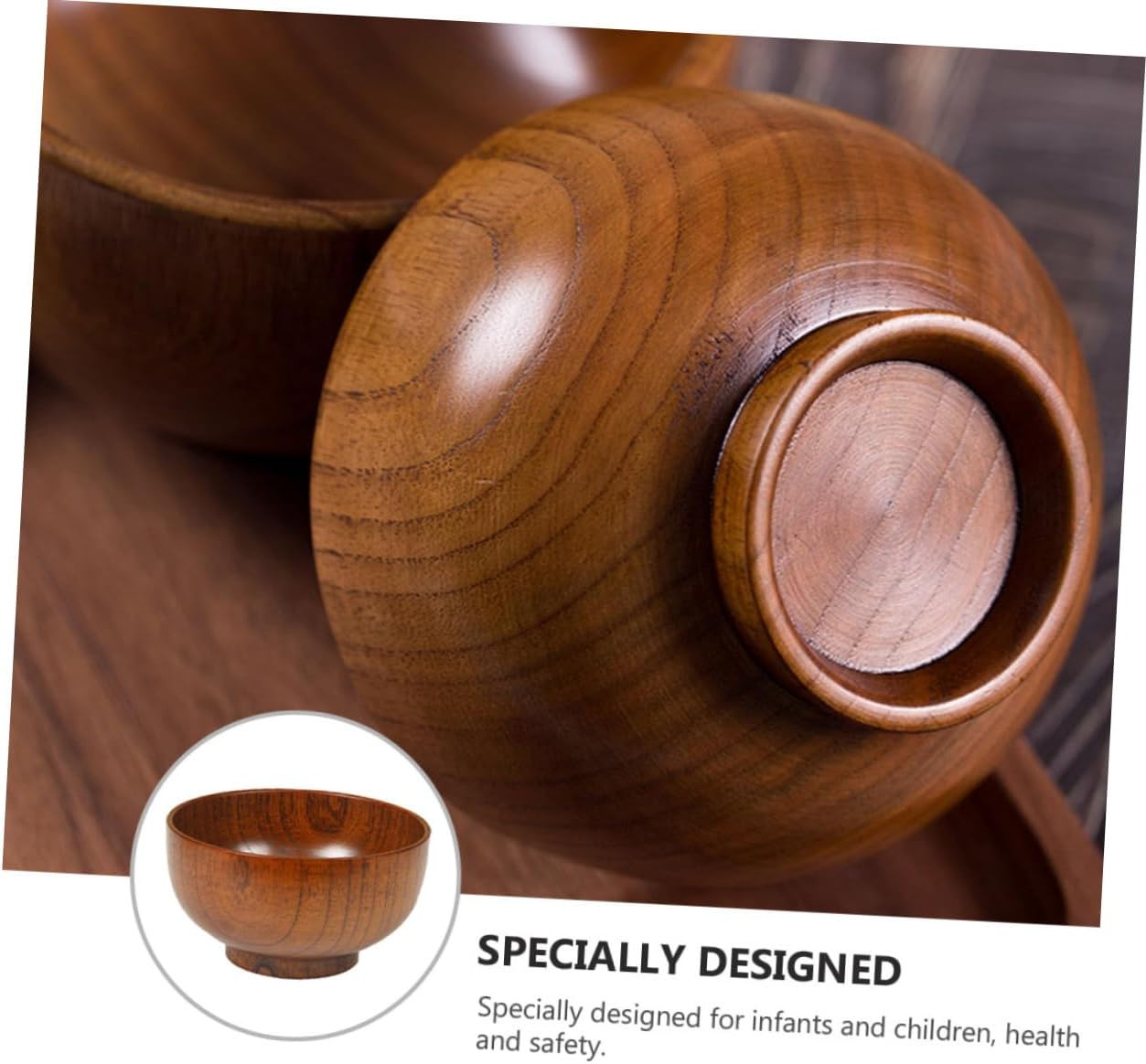 1Pc Japanese Style Wooden Bowl Food Container for Adults for Snacks Meals