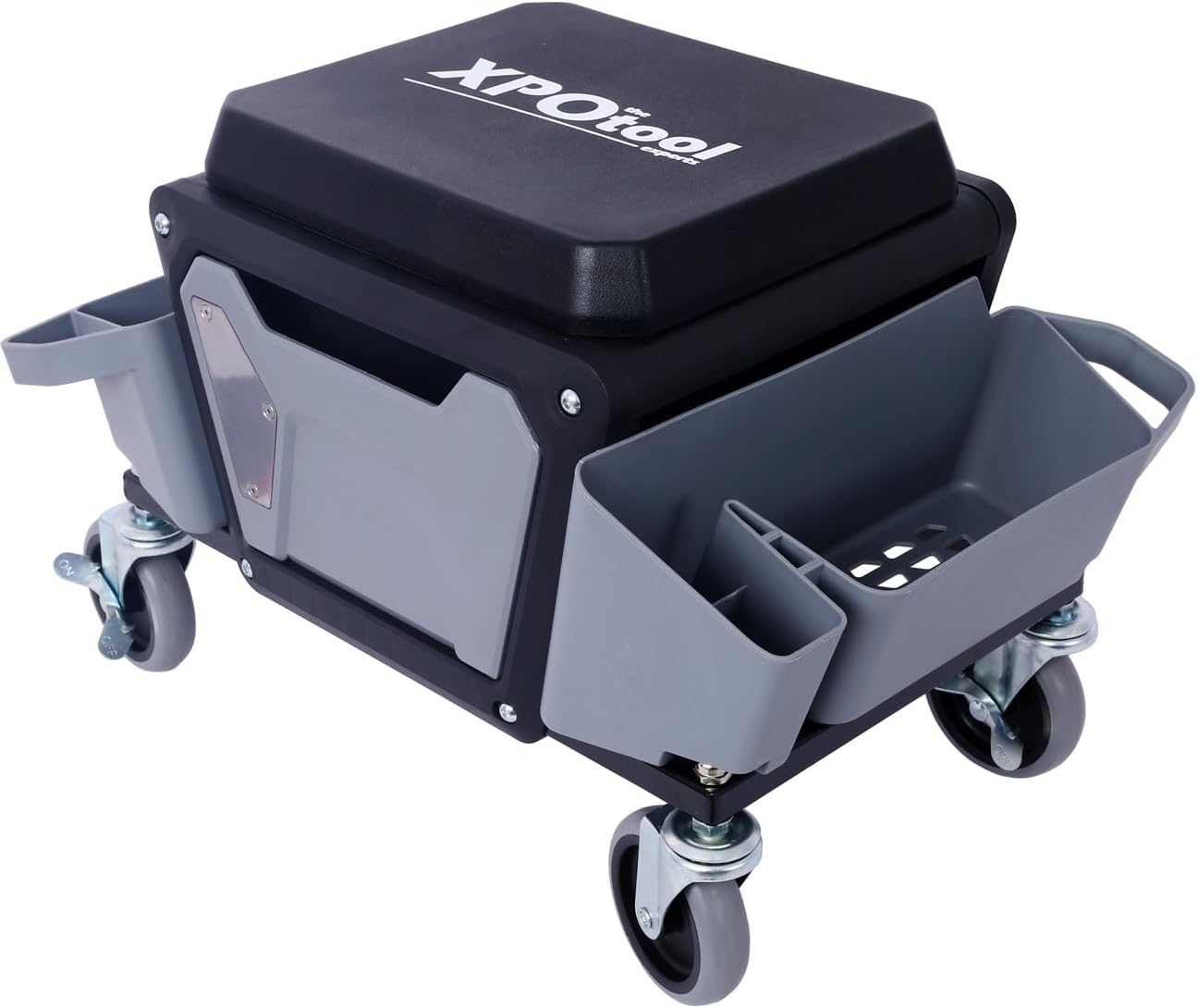 Heavy Duty Mechanic Stool with 330lbs Load Capability, Garage Stool with Wheels, Rolling Creeper with Soft Rubber Cushion Seating, Applies to Auto Repair and DIY Home Car Beauty, Gray