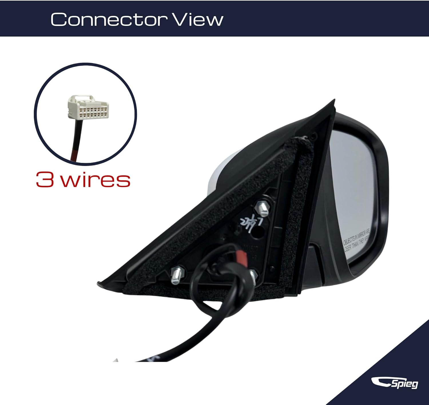 Spieg Passenger Side Mirror for 2014-2020 Nissan Rogue Power Adjustment Non-Heated Glass Manual Folding White 3 Pins Right NI1321267