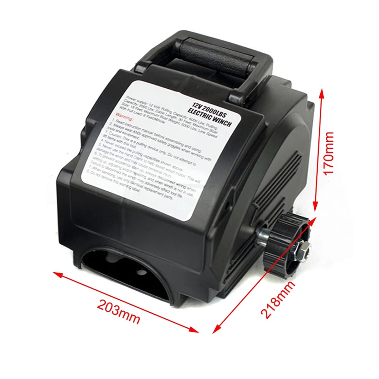 Verricello elettrico da 300 W, forza di trazione nominale di 2000 libbre, gancio di traino remoto portatile for barca con rimorchio for camion 12 V Freno automatico