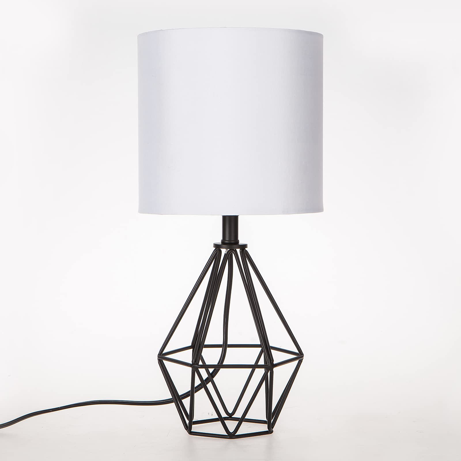 COTULIN Black Living Room Table Lamp,Modern Desk Lamp with TC Fabric Shade and Hollowed Out Base