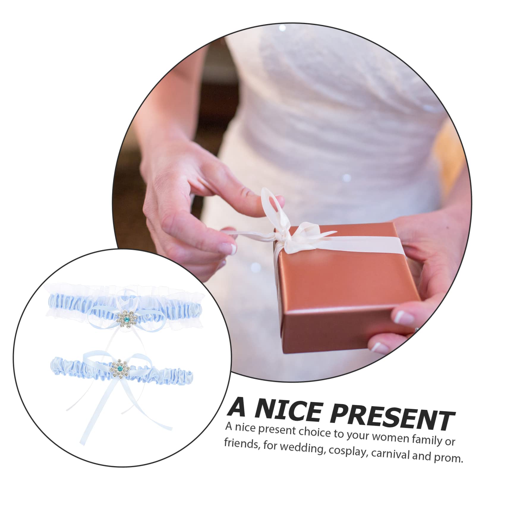 4sätze Hochzeitsbraut Strumpfband Set Elastische Atmungsaktive Beinschmuck Für Braut Accessoire Wasserblau Für Hochzeiten Und Brautmode