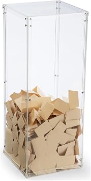 FixtureDisplays Clear Plexiglass Acrylic Transparent Donation Box, Fund Raising Stand Display, Tithing Box 13192-NF