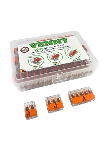 Wago 221-61x Series 48 conectores de alambre de empalme compactos 10 AWG, paquete surtido de tuercas de palanca, incluye (25x - 612), (17x - 613),
