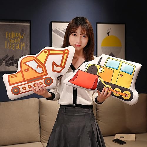 Miniatura 3 de Almohada de felpa para camión excavadora 3D, cojín de felpa para sofá, vehículo de ingeniería, almohada de felpa blanda de 19.6 pulgadas