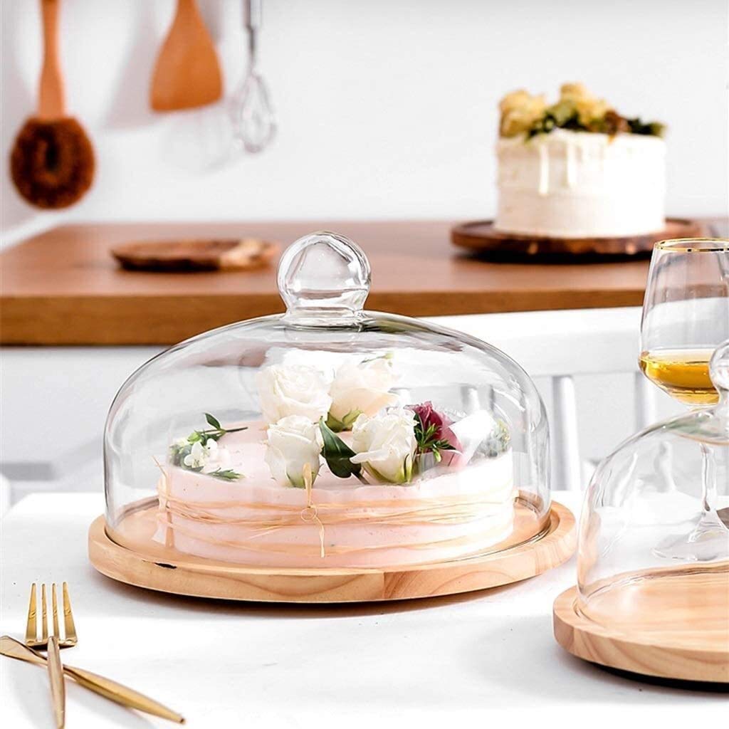 Cúpula de Postre para repostería, Cocina, Verduras y Frutas, Cubierta de Vidrio Transparente, Cubierta Antipolvo, cúpula para Queso y nueces (tamaño: 22,3 cm) (26 cm)