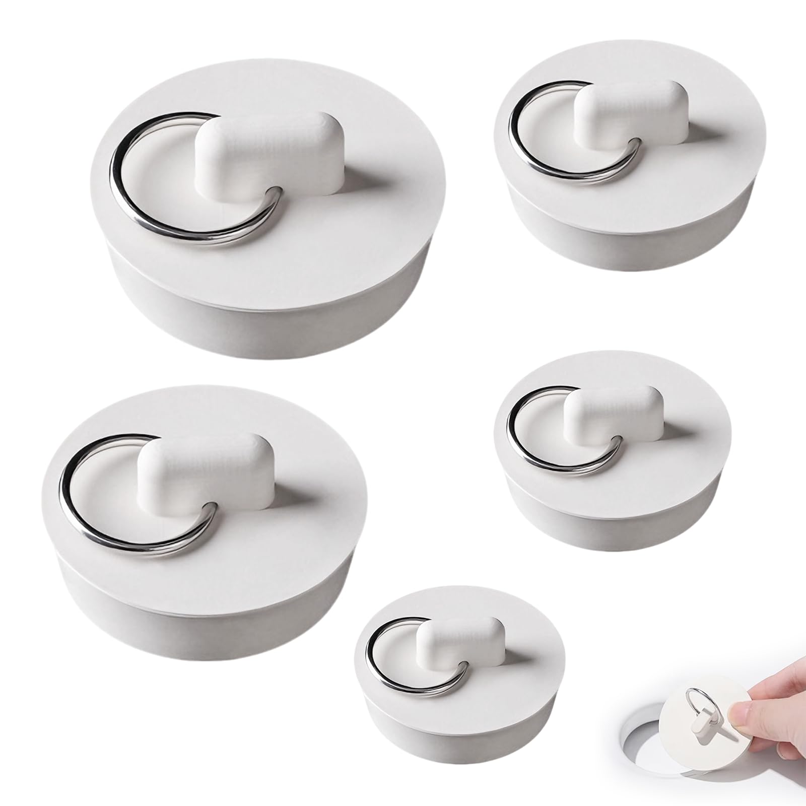 5 Pcs Plugs for Sinks, Universal Bathroom Sink Plugs, Rubber Bath Plug Sink Stopper with Hanging, Kitchen Sink Plug Replacement for Bathtub Sink Wash Bathroom Sink Plugs(26.5 36.5 38 40 47mm)