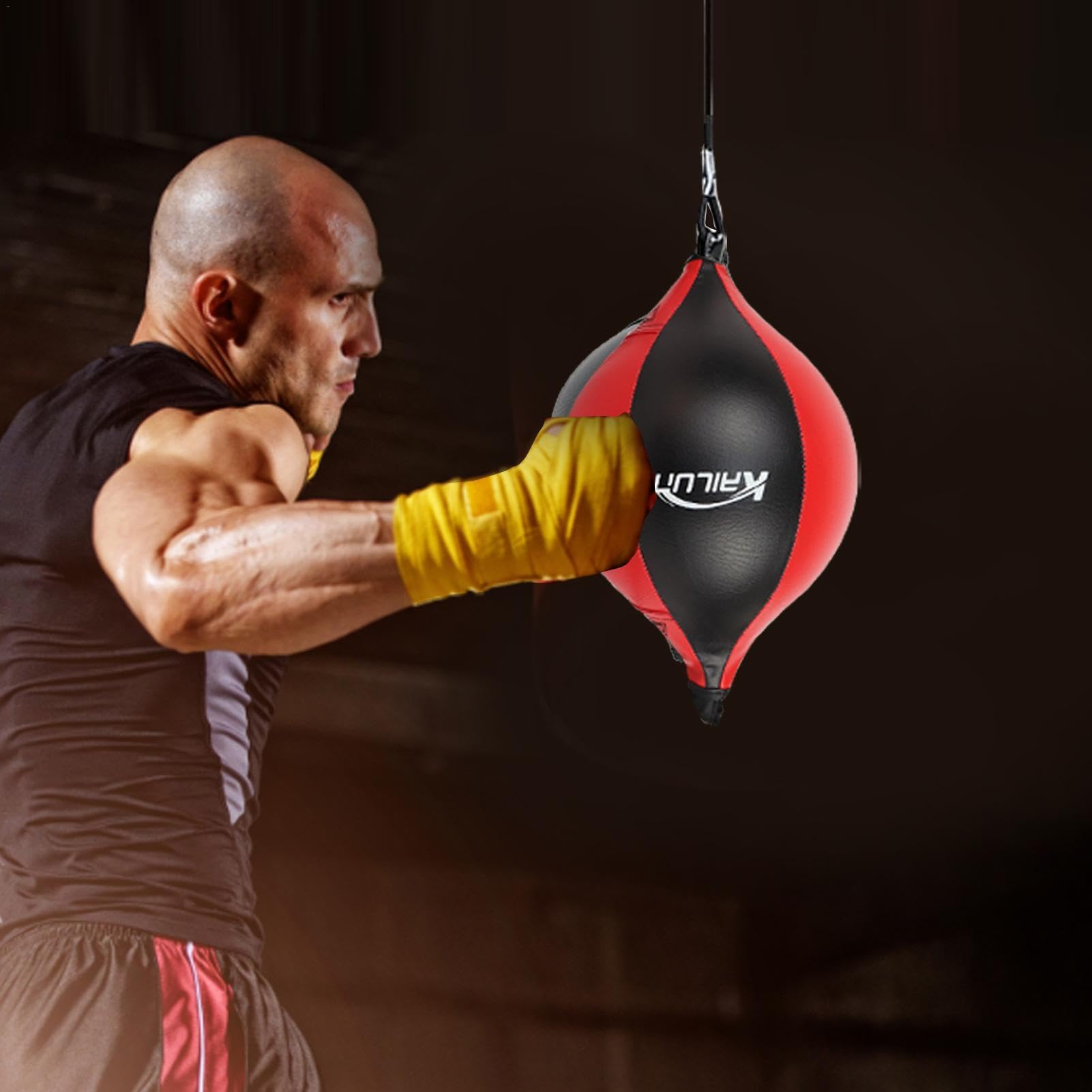 Balle De Réflexe Boxe GIFYYM – Double Extrémité Avec Cordon élastique, PU Résistant, 30 Cm, 300 G – Pour MMA, Muay Thaï, Fitness