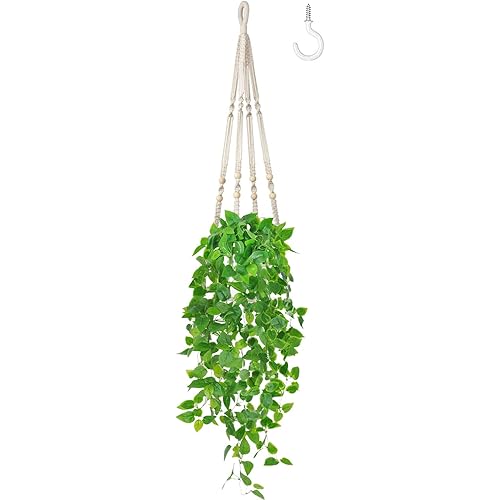 WEISPARK Fake Hanging Plant with Pot, Artificial Plants Fake Ivy Vine Fake Ivy Leaves for Wall House Room Patio Indoor Outdoor Decor