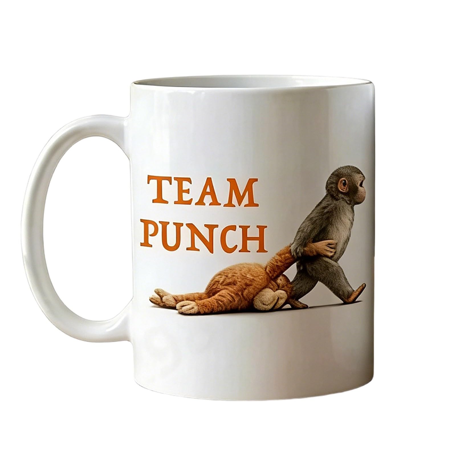 Punch Monkey Coffee Mug,Punch and His Bear Mug, Cute Monkey with Orangutan Teddy Coffee Cup,11oz Ceramic Coffee Cup for Monkeys Lover,Funny Gift for Friend (B)