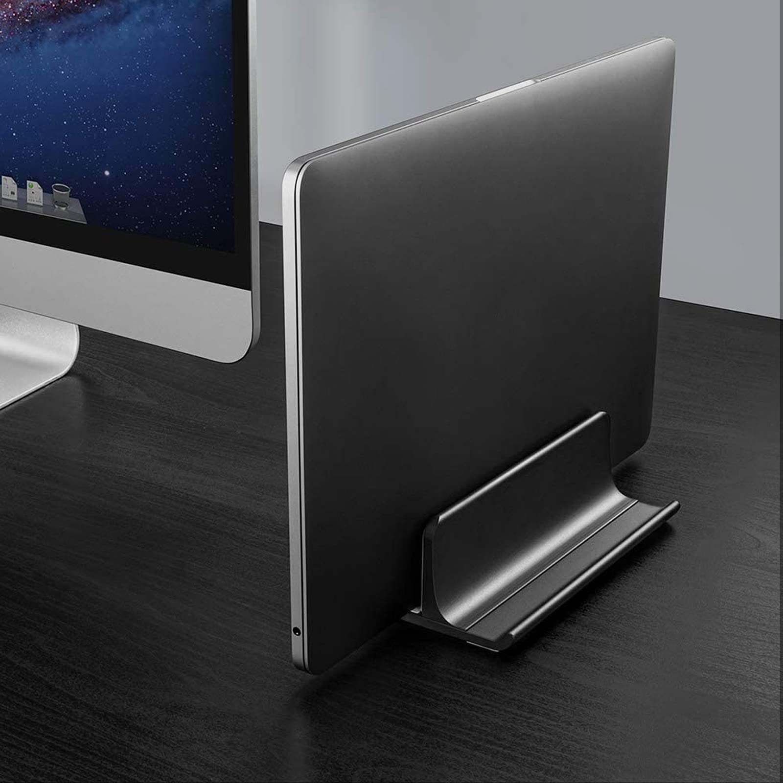 VAYDEER Pionowy Regulowany Stojak na Laptopa 3 w 1 - Aluminiowy, Kompaktowy, Do MacBooka, Notebooka, iPada, Laptopów Do 17,3 Cala - Czarny