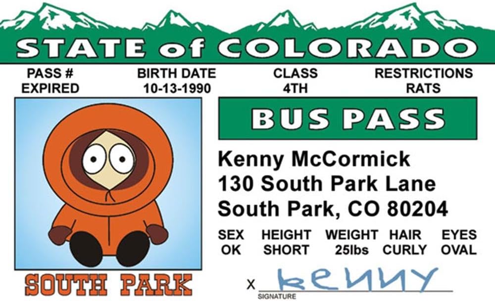 Signs 4 Fun Kenny Bus Pass's Driver's License