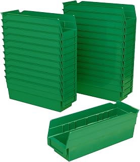 Akro-Mils 30120 Heavy Duty Plastic Shelf Bins, 12"x 4"x 4", Green, 24-Pack