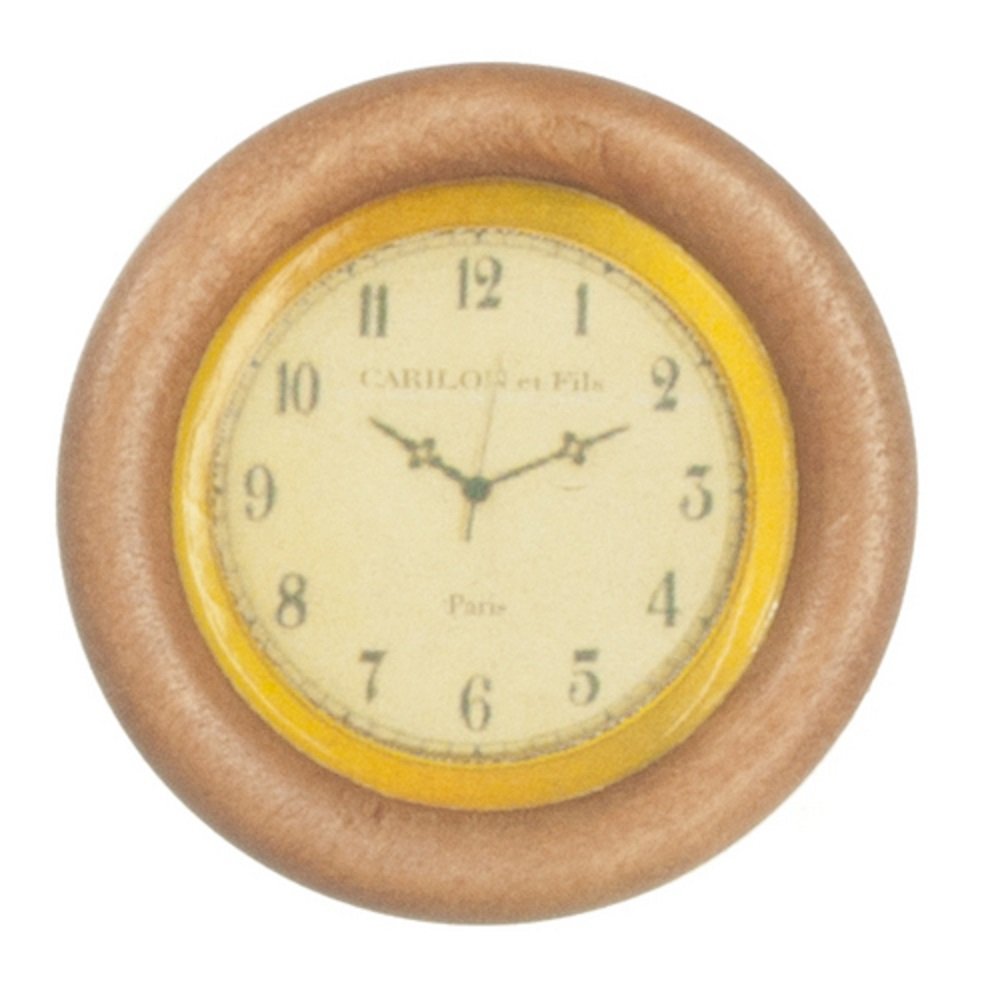 Melody Jane Horloge Murale Miniature - Rond Chêne Clair - Échelle 1:12 - Accessoire En Résine De Bois Pour Maison De Poupées - 30mm De Diamètre
