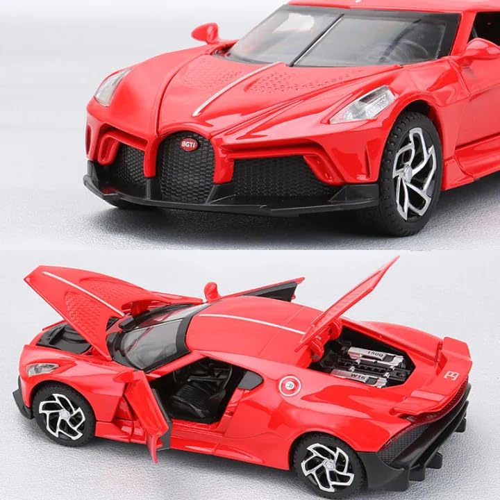 Image of Alokik Enterprise 1:32 Bugati La Voiture Noire Diecast Metal Pull Back Car with 6 Openable Doors with Sound and Light Toy Decoration car Best Gift Toys for Kids 【Color As Per Stock】