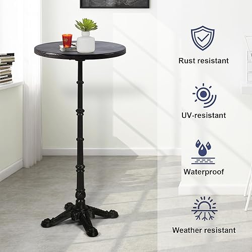 Miniatura 3 de Mesa de bar de 43.3 pulgadas de alto, moderna mesa de pub bistró, mesa redonda de madera, escritorio de cóctel para 2-3 personas, mesas de café de