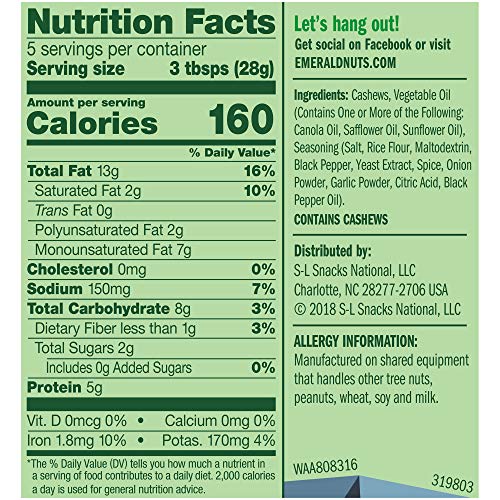 Emerald Salt & Pepper Cashews, (4 Pack),5 Ounces #TOP2