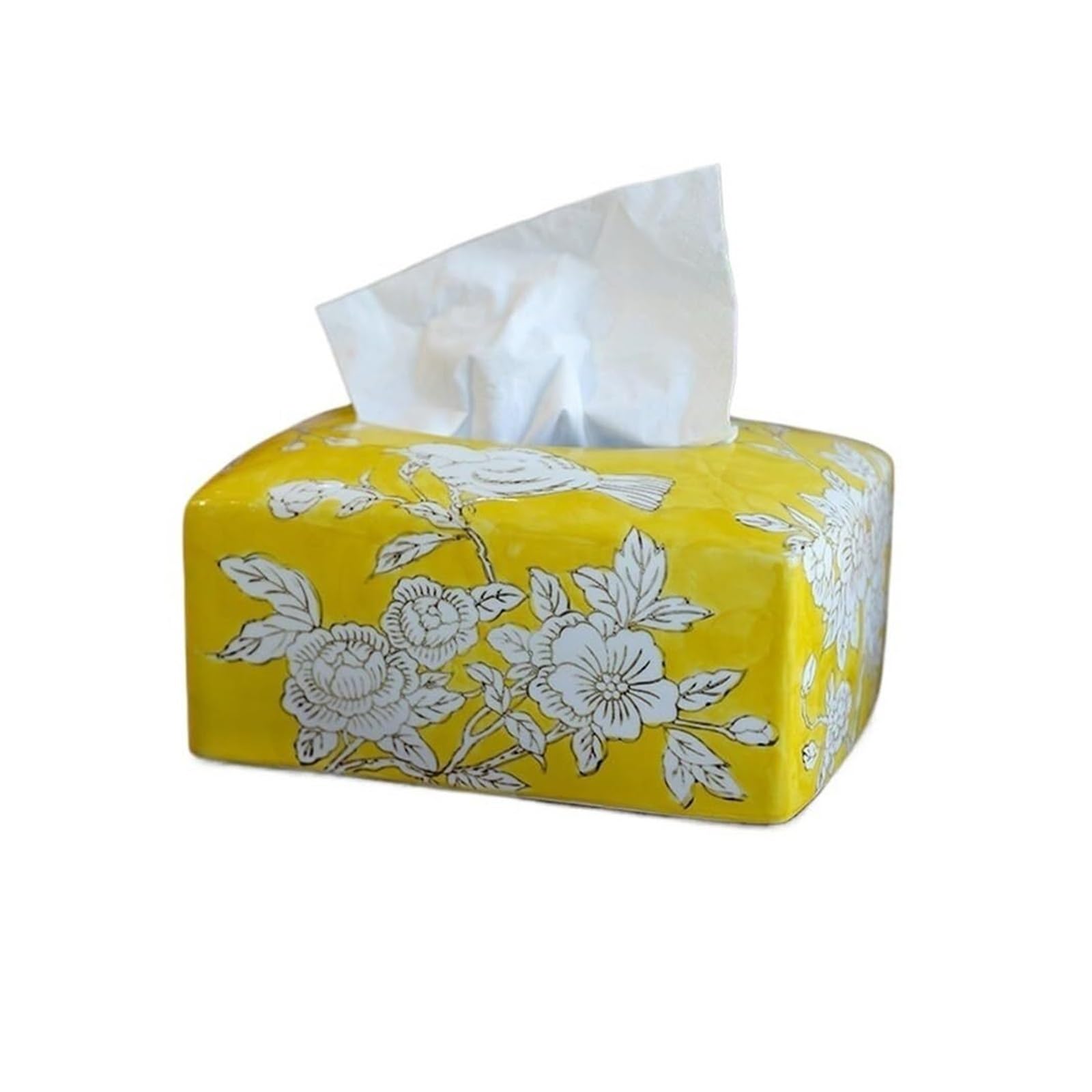 Tissue Dispenser Box Tissue Box Holder Chinese Style Ceramic Dispenser Suitable Apartment Must Haves(Yellow)