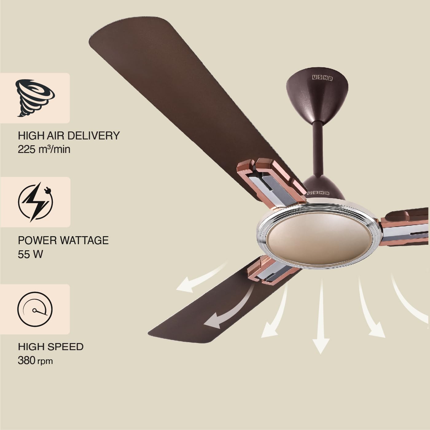 Usha CF Striker Mill 1200MM Darkbrwn 1STG ISI