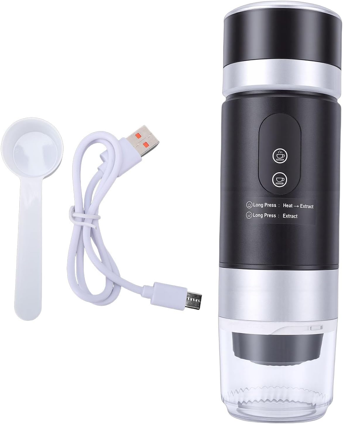 Portable Coffee Machine, Handheld Electric Coffee Maker, 2 Rechargeable 7500mAh Batteries Maker with Rechargeable Batteries, Ideal for Camping, Travel & Office, Compatible with