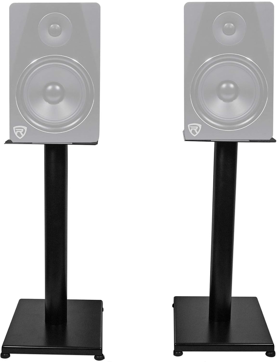Rockville RS21B 21-Inch Steel Bookshelf Speaker Stands, 60 lbs Capacity, Cable Management, Anti-Vibration Pads, for Home Audio and Studio Monitoring, 2-Piece