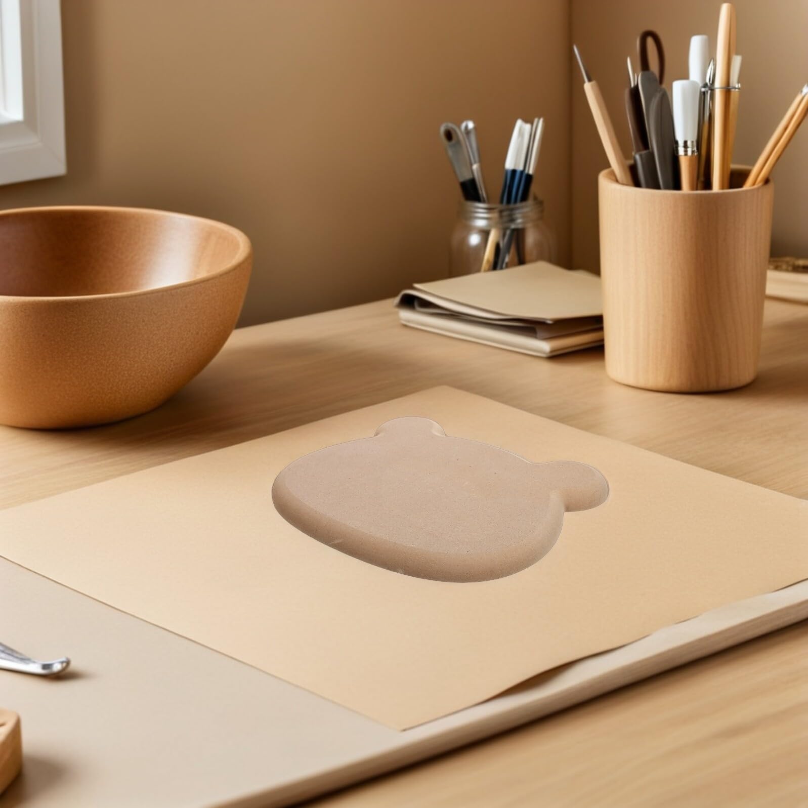 NUOBESTY Moule à Modeler en Bois pour Poterie, Tête D'ours, Fiable et Forme Constante, pour Modelage la Main en Céramique et Enseignement Scolaire