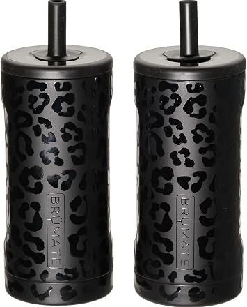 Brumate 12 oz. Straw Tumbler 2-Pack, Onyx Leopard Black on Black
