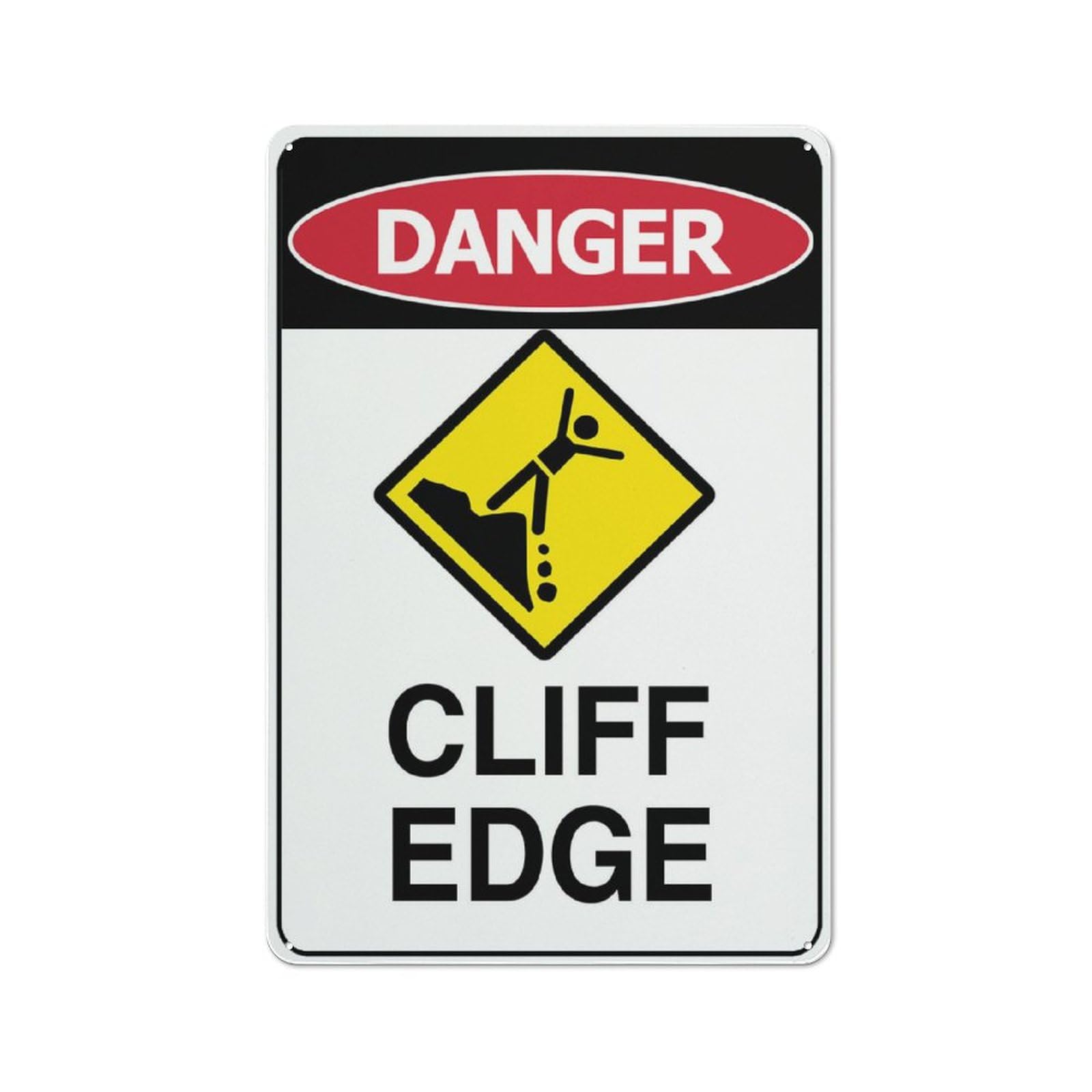Danger Cliff Edge Sign 12X8 Inches Metal Aluminum Signs, Weather Resistant, Weatherproof, Indoor Or Outdoor