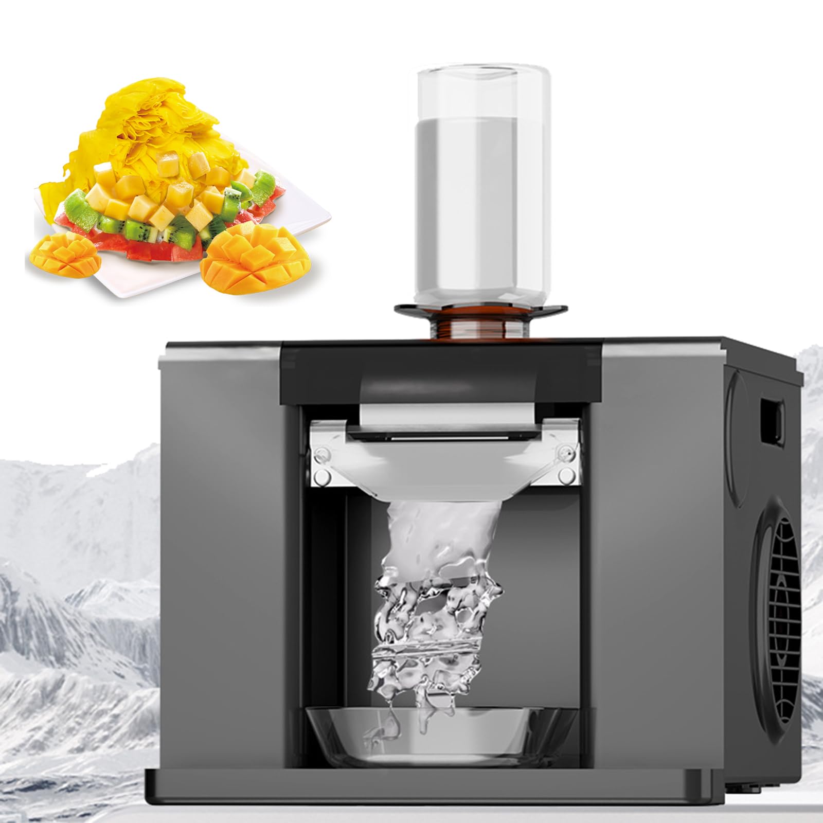 YXYLJOZ Commercial Portable Ice Maker - 60kg/24H Snowflake Ice Machine with Rapid Cooling, Intelligent Speed Control, Ideal for Ice Cream and Snow Ice Production (black)