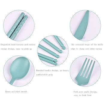 Portable Travel Cutlery Set - Wheat Straw Fork, Spoon & Case, Eco-Friendly Dinnerware For Students, Office & Camping - From Dinnerware Sets - Price 5.45
