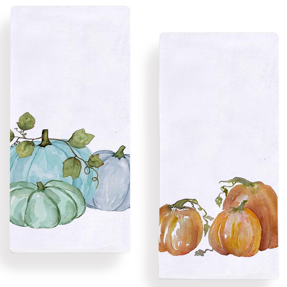 Pack De 2 Toallas De Cocina De Otoño Con Estampado De Calabaza - 26 X 18 Pulgadas, Tela Absorbente Y Suave