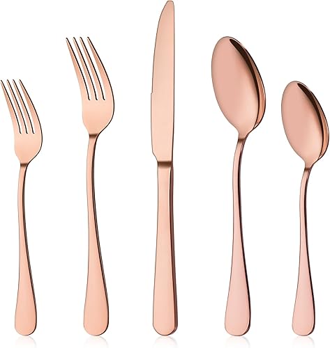 Miniatura 7 de Briout - Juego de cubiertos de 20 piezas juego de cubiertos para 4 cubiertos de acero inoxidable incluye cuchillo cuchara tenedor espejo pulido apto