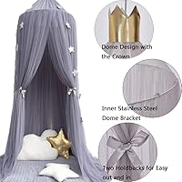 Vista 27 de ESUPPORT Toldo de cama de princesa, cúpula de encaje, mosquitera, tienda de campaña para colgar decoración del hogar, cortinas de red, rincón